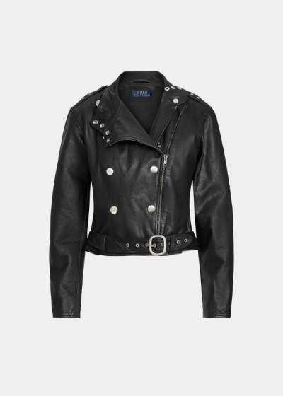 Chaquetas Polo Ralph Lauren Mujer Negros - Belted Calfskin - FEVKA6095